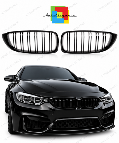 👉Griglia anteriore per BMW Serie 4 F32 F33 F36 13-20 Doppia linea nero lucido👈