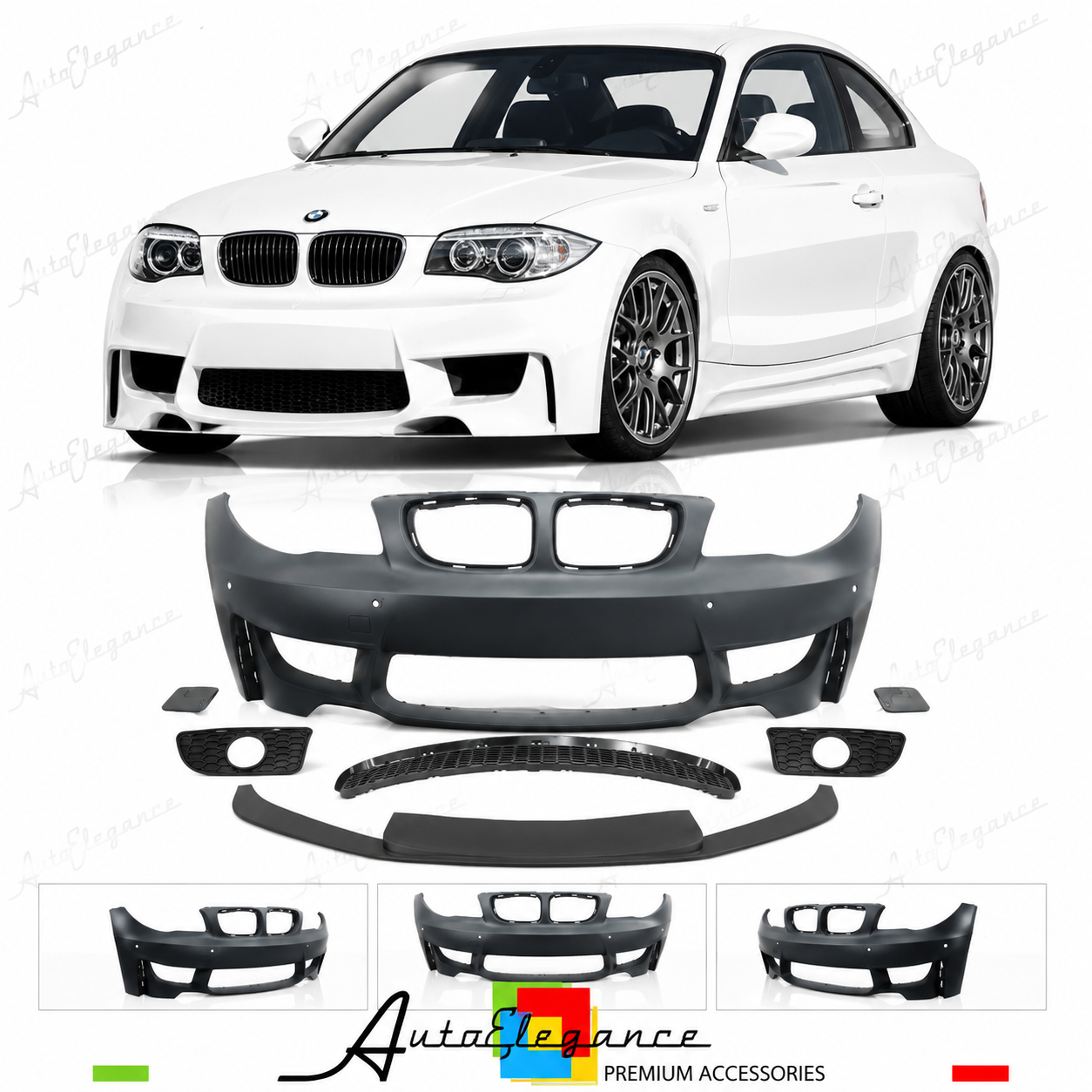 PARAURTI ANTERIORE BMW E81 E87 E82 E88 LOOK 1M SRA + LIP ANTERIORE