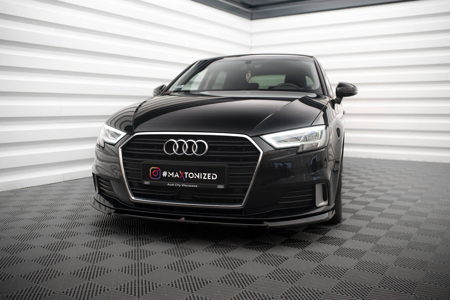 SPLITTER ANTERIORE ADATTO PER  V.2 AUDI A3 SPORTBACK 8V RESTYLING 2016-2020