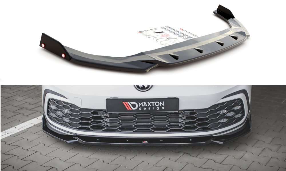 SPLITTER anteriore V.2 + FLAPS adatti per VOLKSWAGEN GOLF 8 GTI / R-LINE 2020