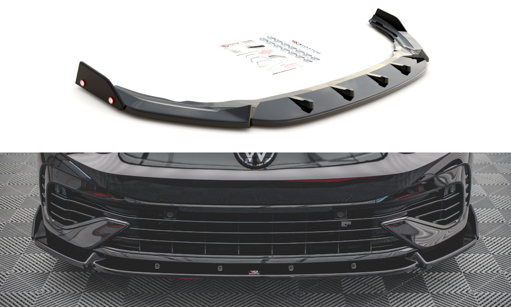 SPLITTER ANTERIORE V.2 + FLAPS ADATTI PER VOLKSWAGEN GOLF R MK8 2020