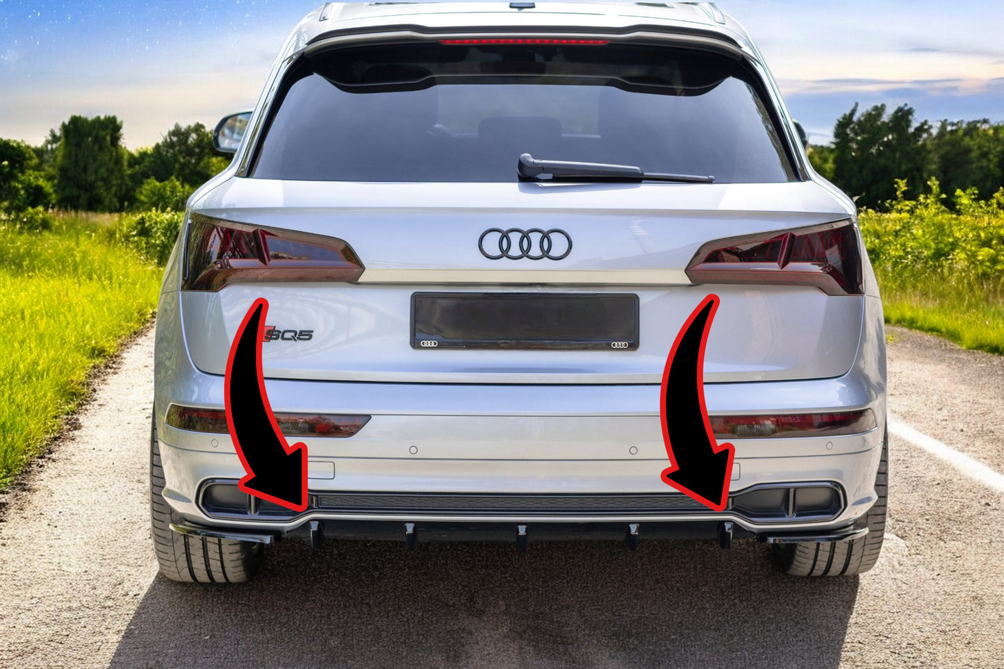 🔥Diffusore posteriore nero luci adatto per Audi SQ5/Q5 S-line MkII🔥