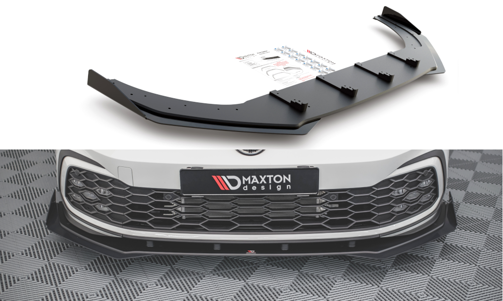 RACING DURABILITY SPLITTER anteriore + FLAPS adatti per VOLKSWAGEN GOLF 8 GTI / R-LINE 2020