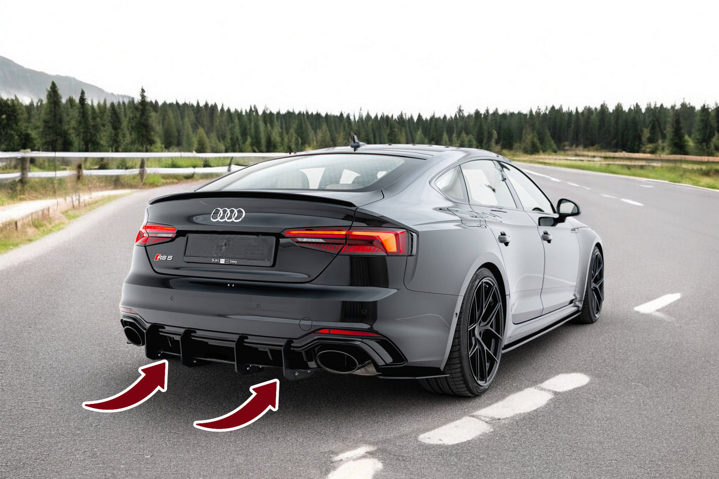 💫Black Rear Diffuser Lights V.2 Suitable for Audi RS5 Coupe / Sportback F5💫