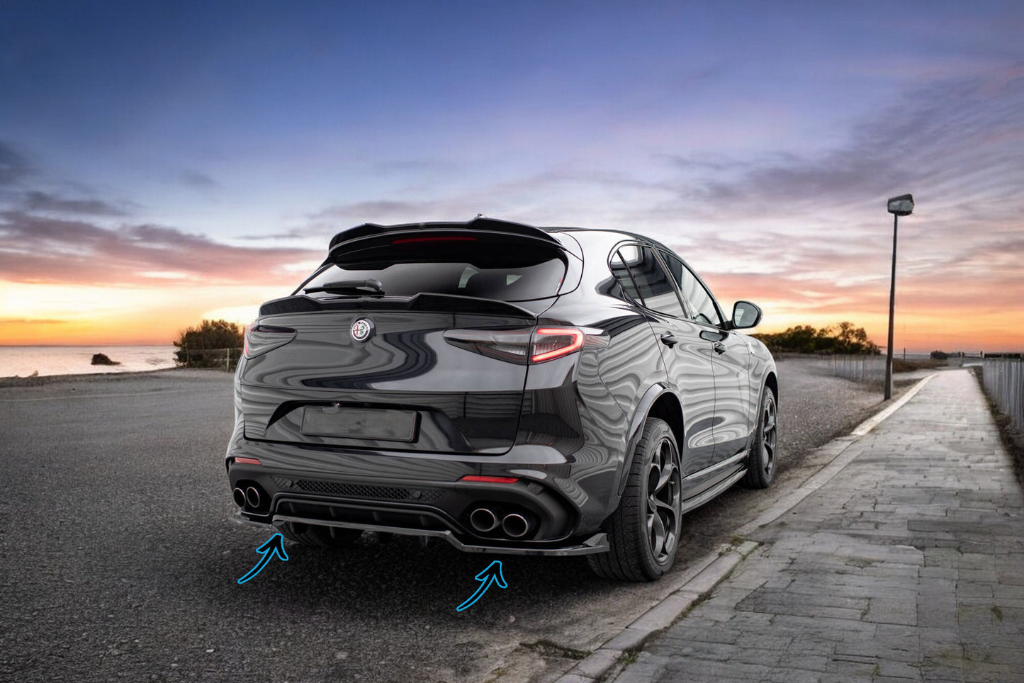 🔥Splitter posteriore (con barre verticali) Alfa Romeo Stelvio Quadrifoglio Mk🔥