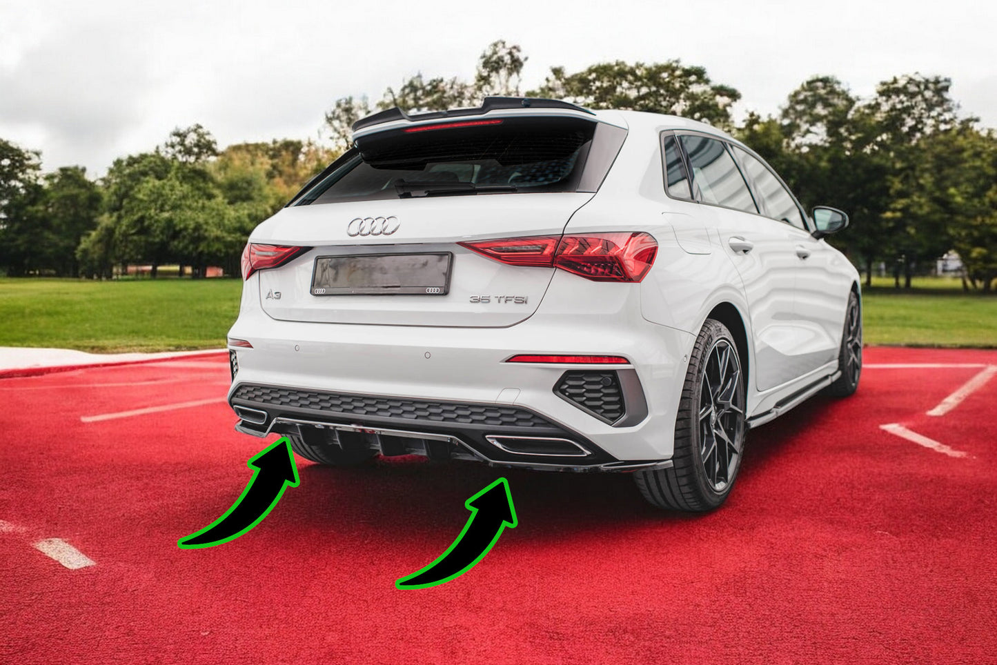 ⭐Splitter posteriore(con barre verticali)adatto per Audi A3 S-Line Sportback 8Y⭐