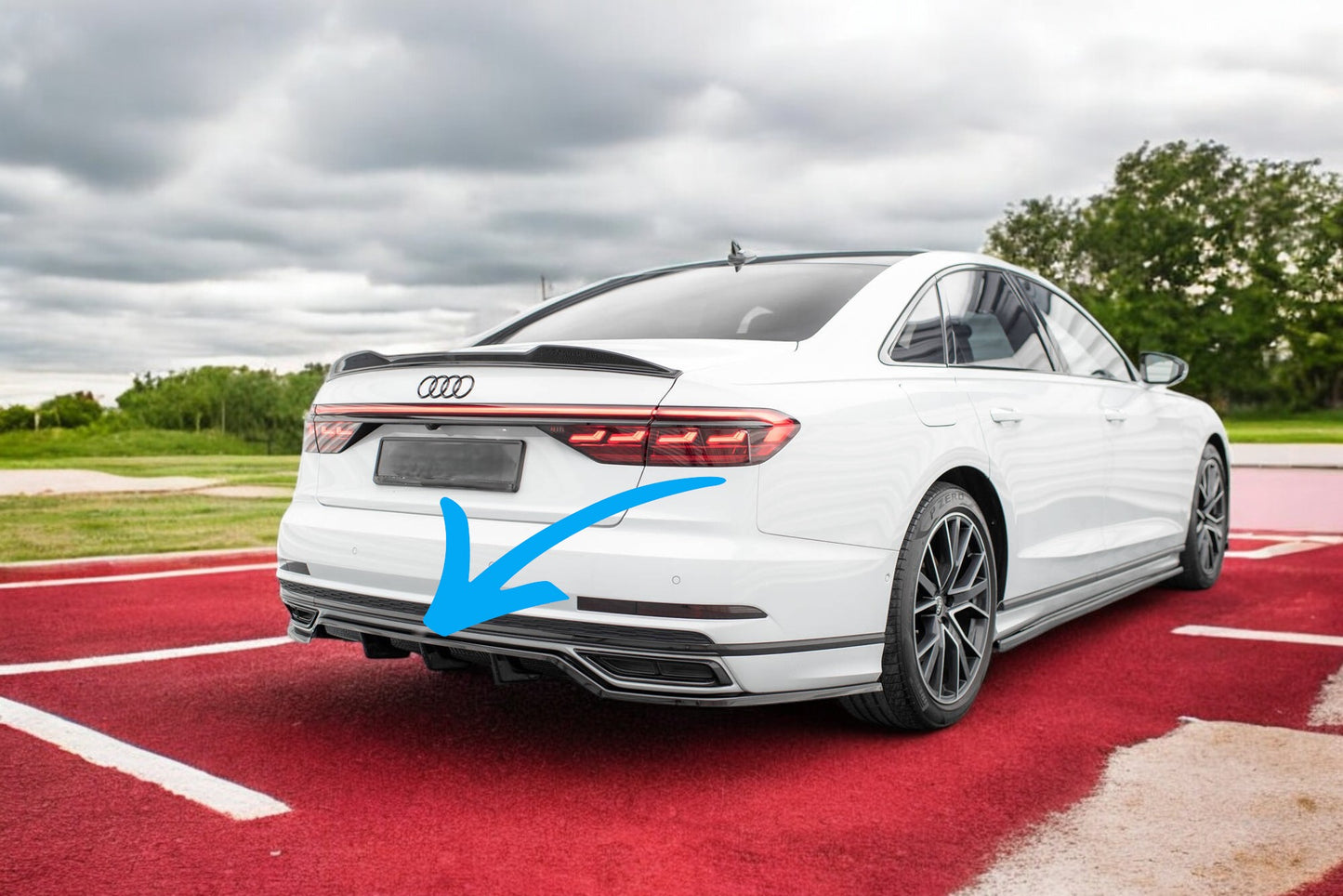 🔥Splitter posteriore (con barre verticali)Adatto Per Audi A8 S-Line D5🔥