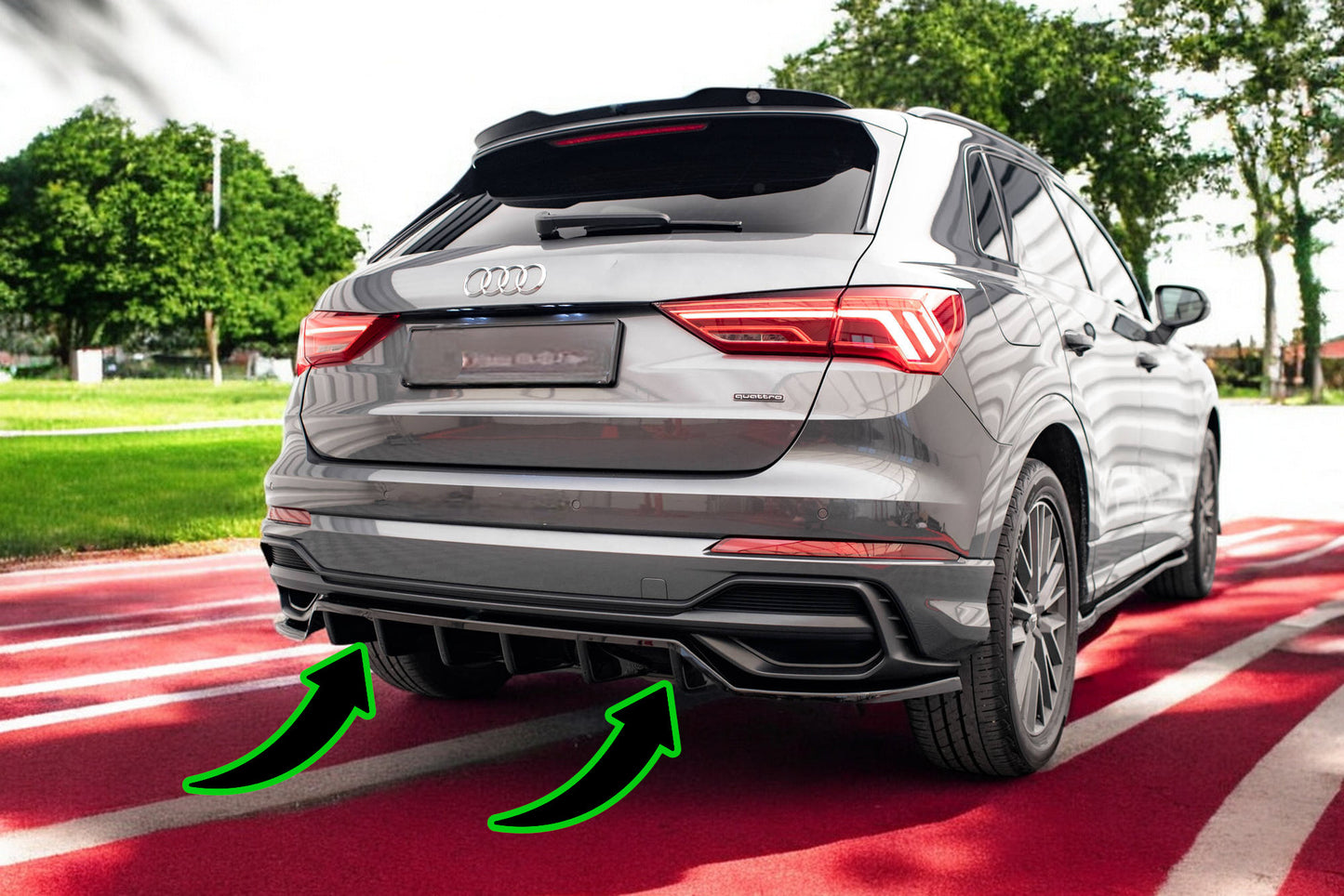 🔥Splitter posteriore (con barre verticali) Audi Q3 S-Line F3🔥