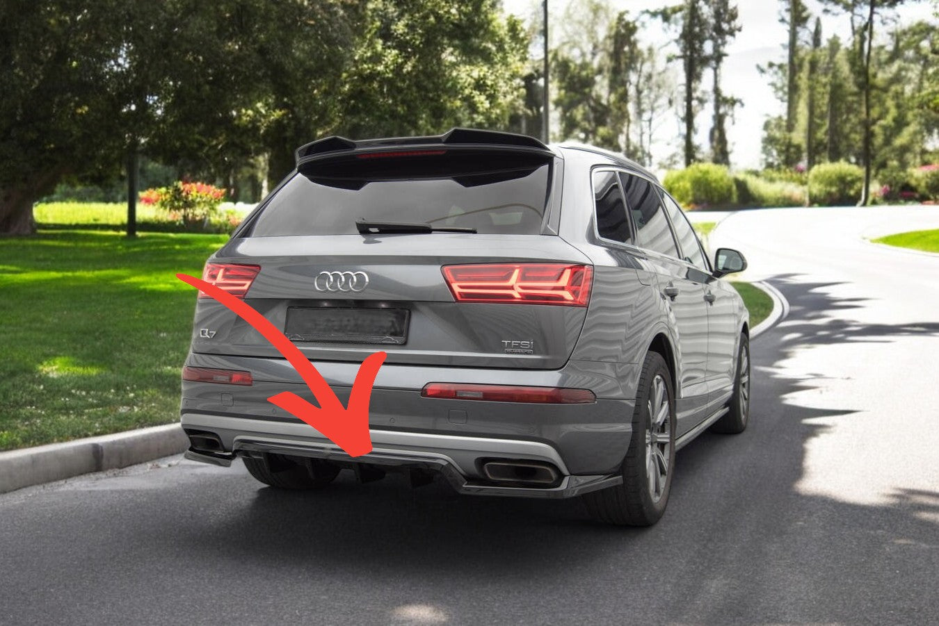😍Splitter posteriore (con barre verticali) Adatto Per Audi Q7 Mk2😍