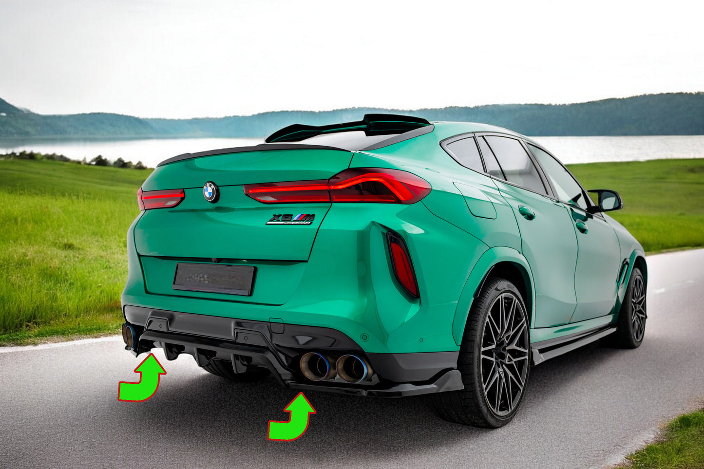 ⭐Splitter posteriore (con barre verticali) BMW X6 M F96 Facelift⭐