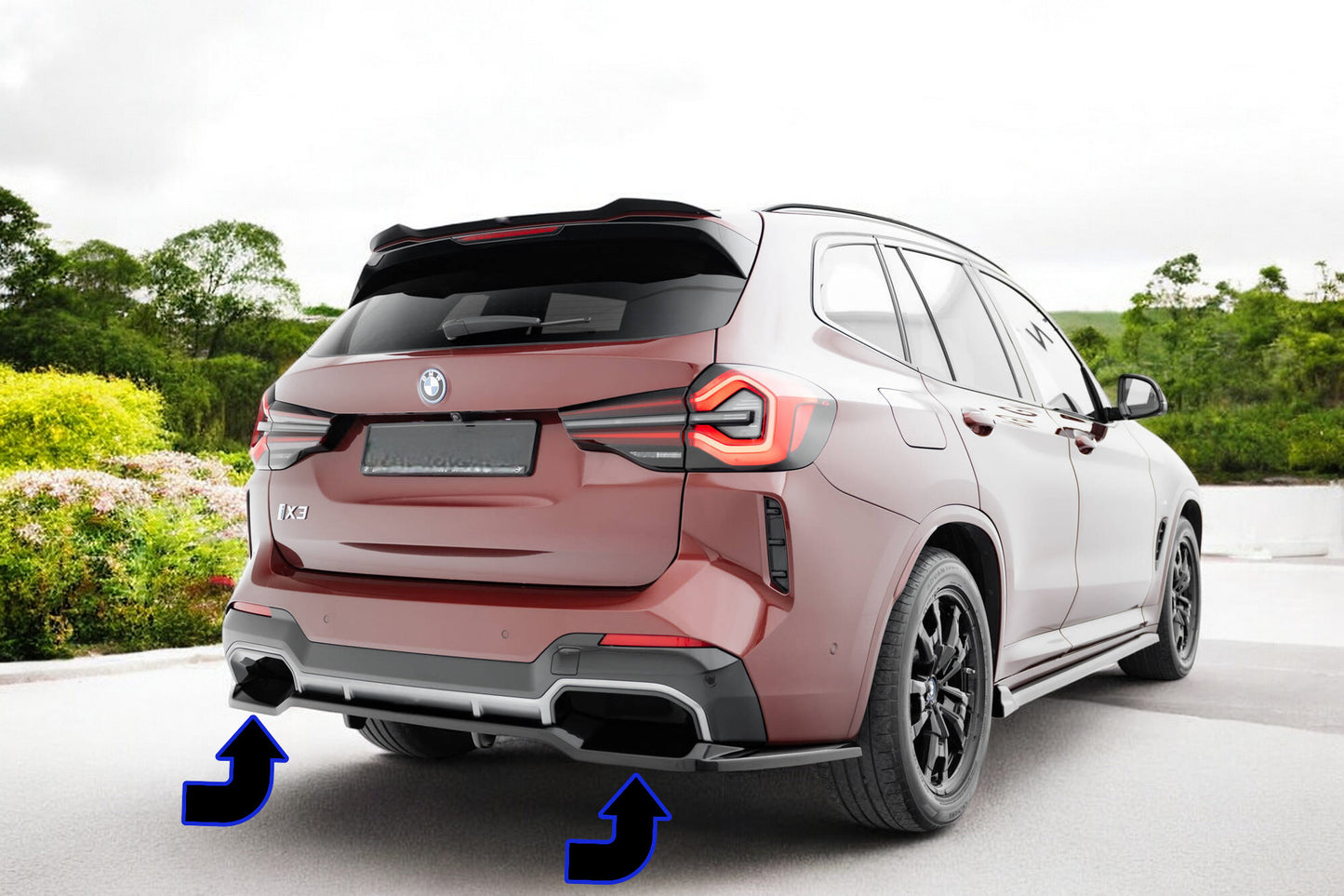 ⭐Splitter posteriore (con barre verticali) BMW iX3 M-Pack G08 Facelift⭐