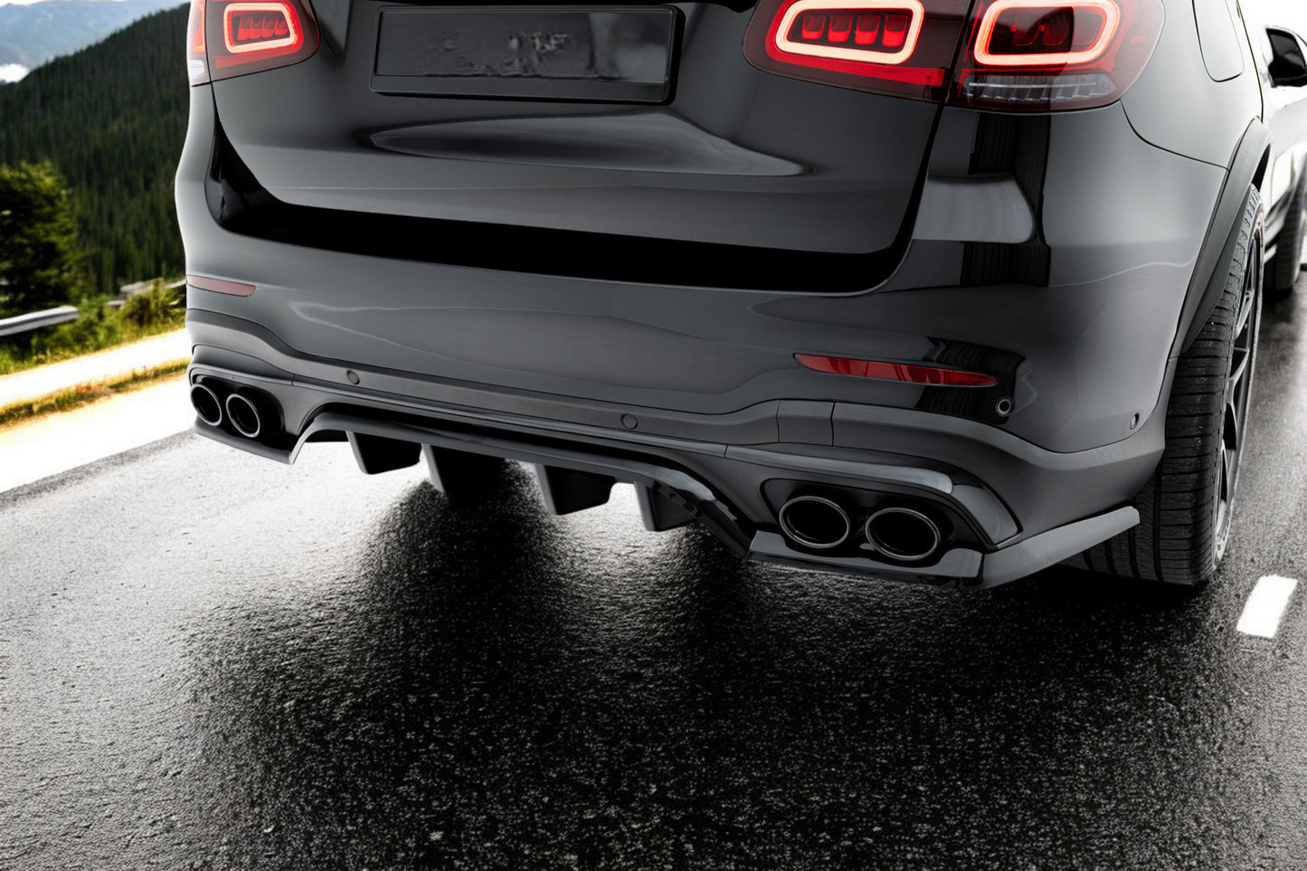 ⭐Splitter posteriore (con barre verticali) Mercedes-AMG GLC 43 SUV X253 Facelif⭐