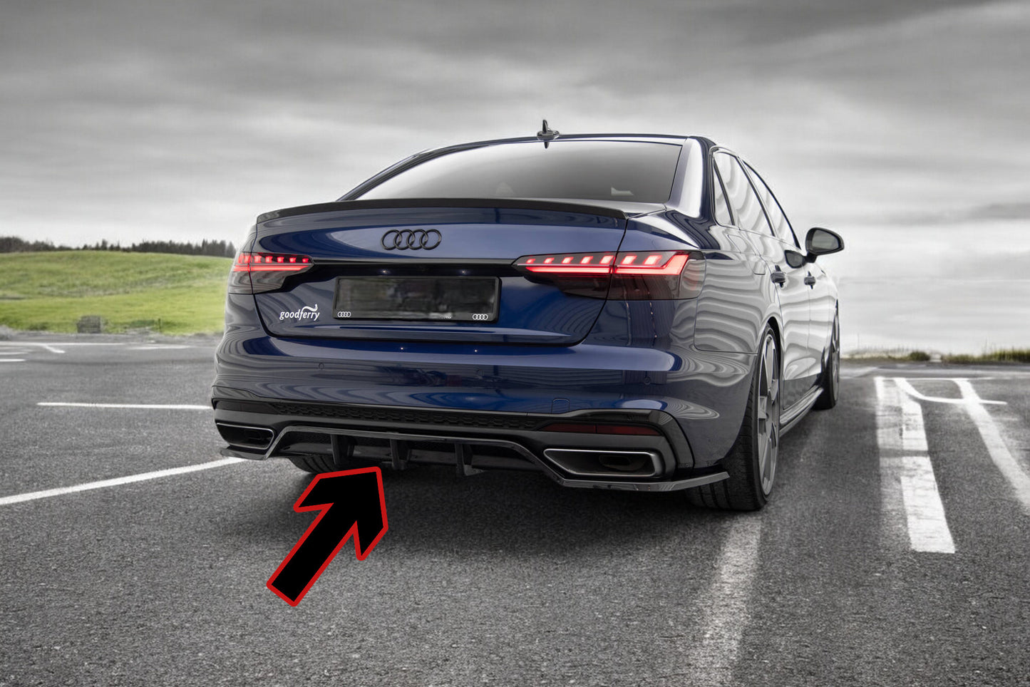 🔥Splitter posteriore (con barre verticali) V.2 adatto per Audi A4 S-Line B9 🔥