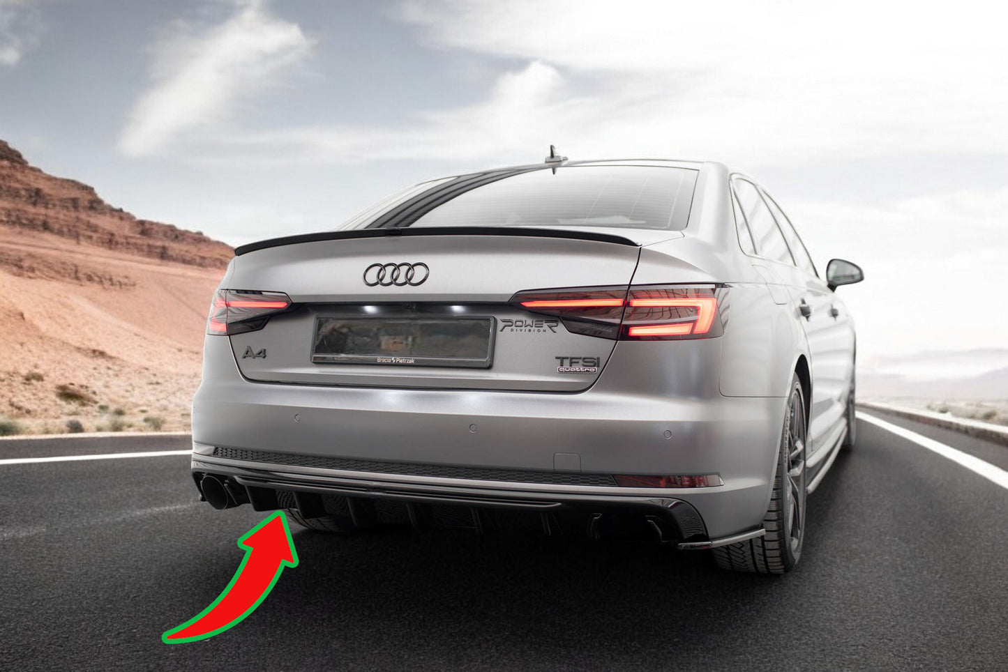 🔥Mantovana posteriore Audi A4 B9 (Versione con terminali di scarico singoli)🔥