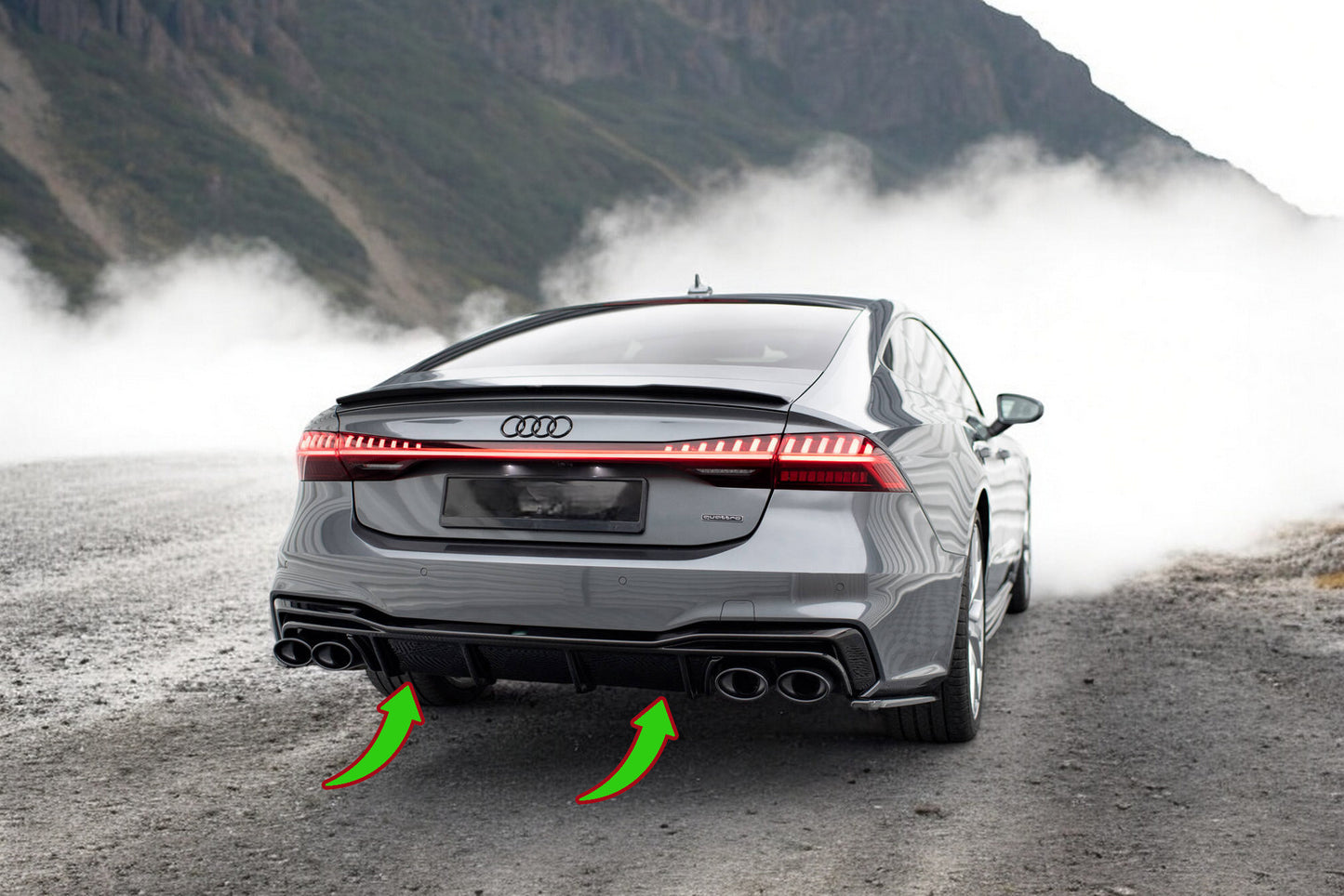 🔥Diffusore posteriore nero luci adatto per Audi A7 S-Line C8 / S7 C8🔥