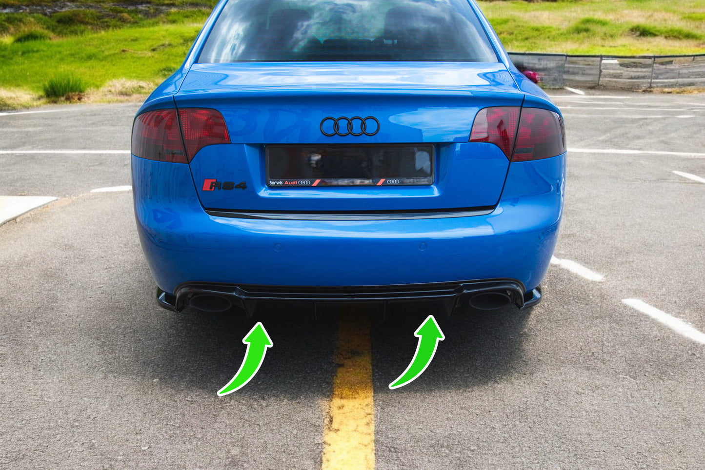 🔥Diffusore posteriore nero luci adatto per Audi RS4 B7🔥