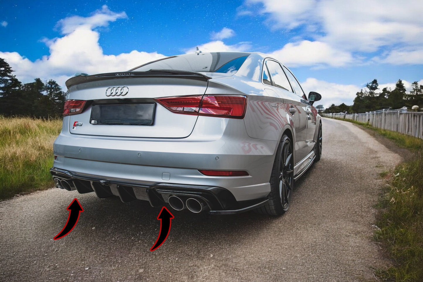 🔥Black Rear Diffuser Lights Suitable for Audi S3 Sedan 8V Facelift🔥