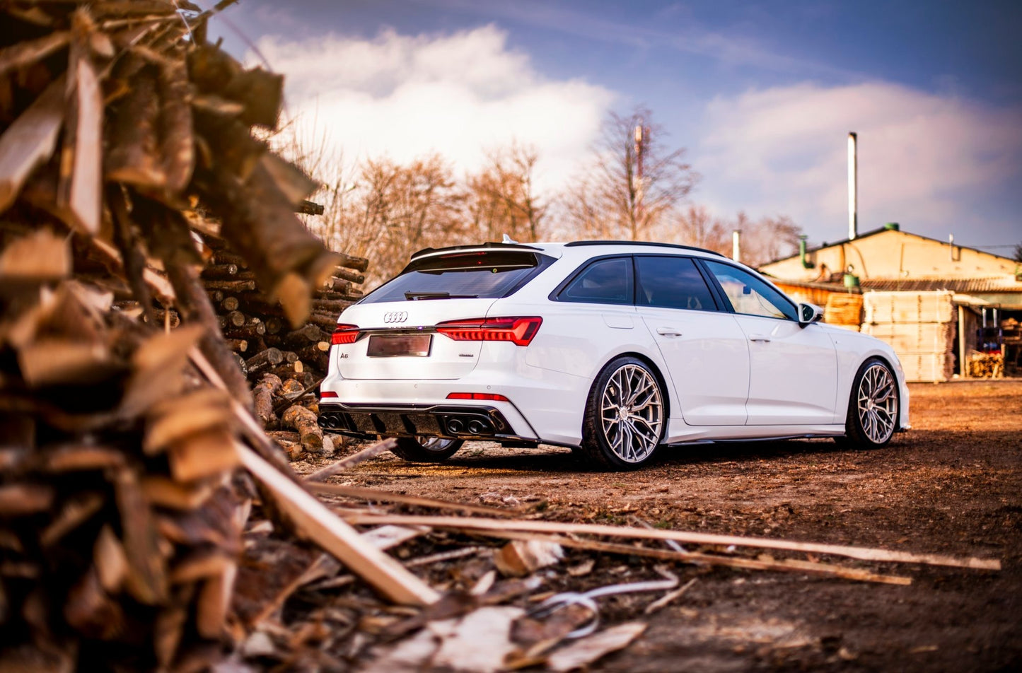 💥Spoiler posteriore + terminali di scarico Adatto Per  Audi A6 S-Line/S6 C8 💥