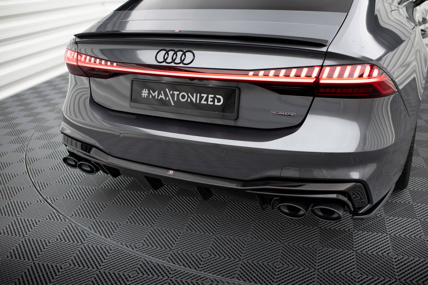 💥Spoiler posteriore + terminali di scarico neri Adatto Per Audi A7 S-Line C8/S7 💥