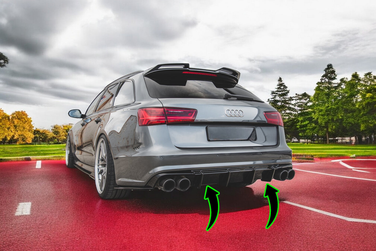 🔥Diffusore posteriore nero luci V.1  adatto per Audi S6 C7 Facelift🔥