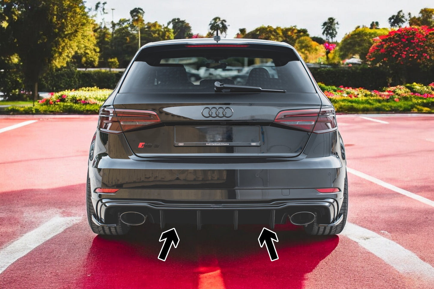 🔥Diffusore posteriore nero luci adatto per  Audi RS3 8V Sportback Facelift 🔥