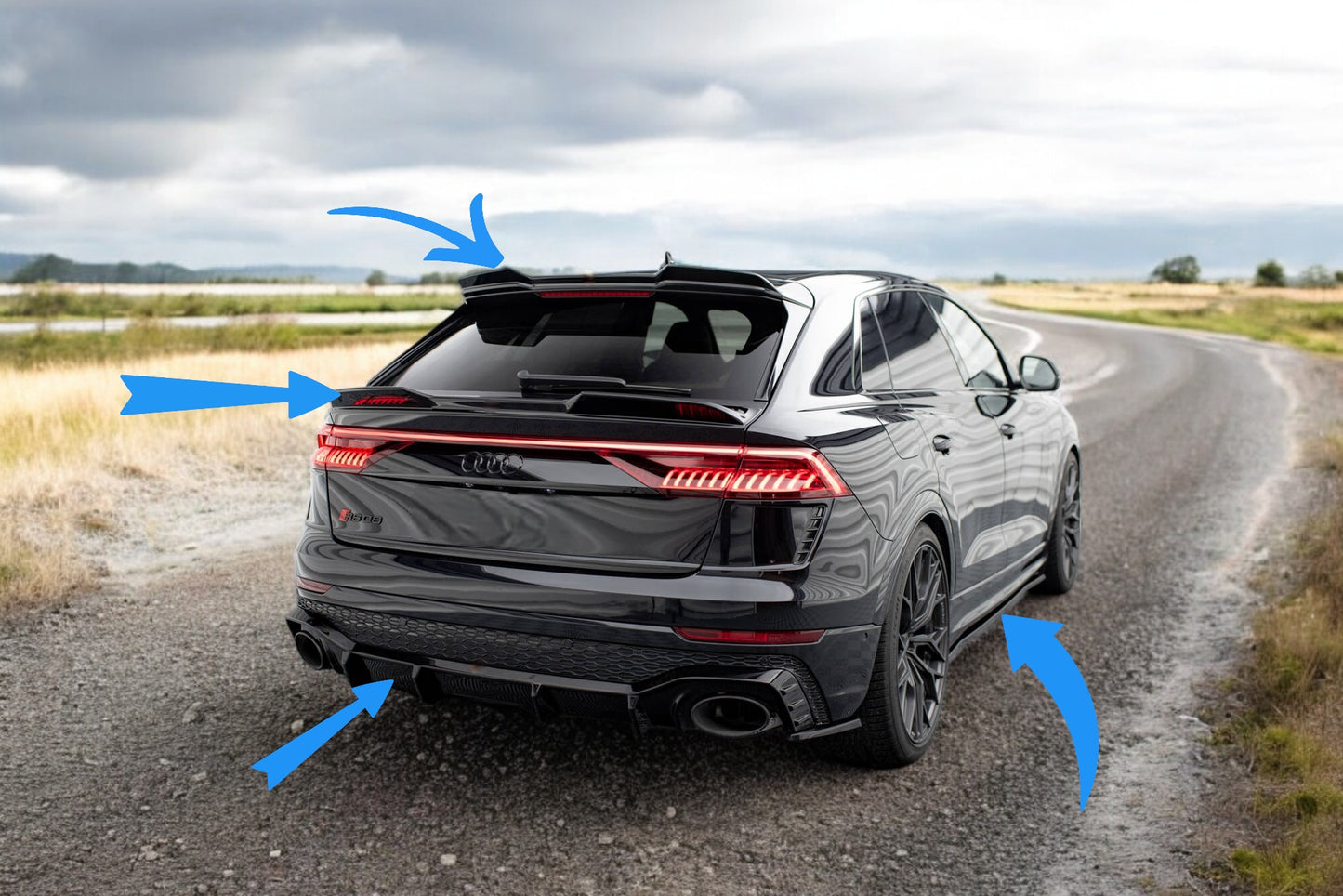 😍Set di splitter adatto per Audi SQ8 / Q8 S-Line Mk1 Facelift 2023+😍