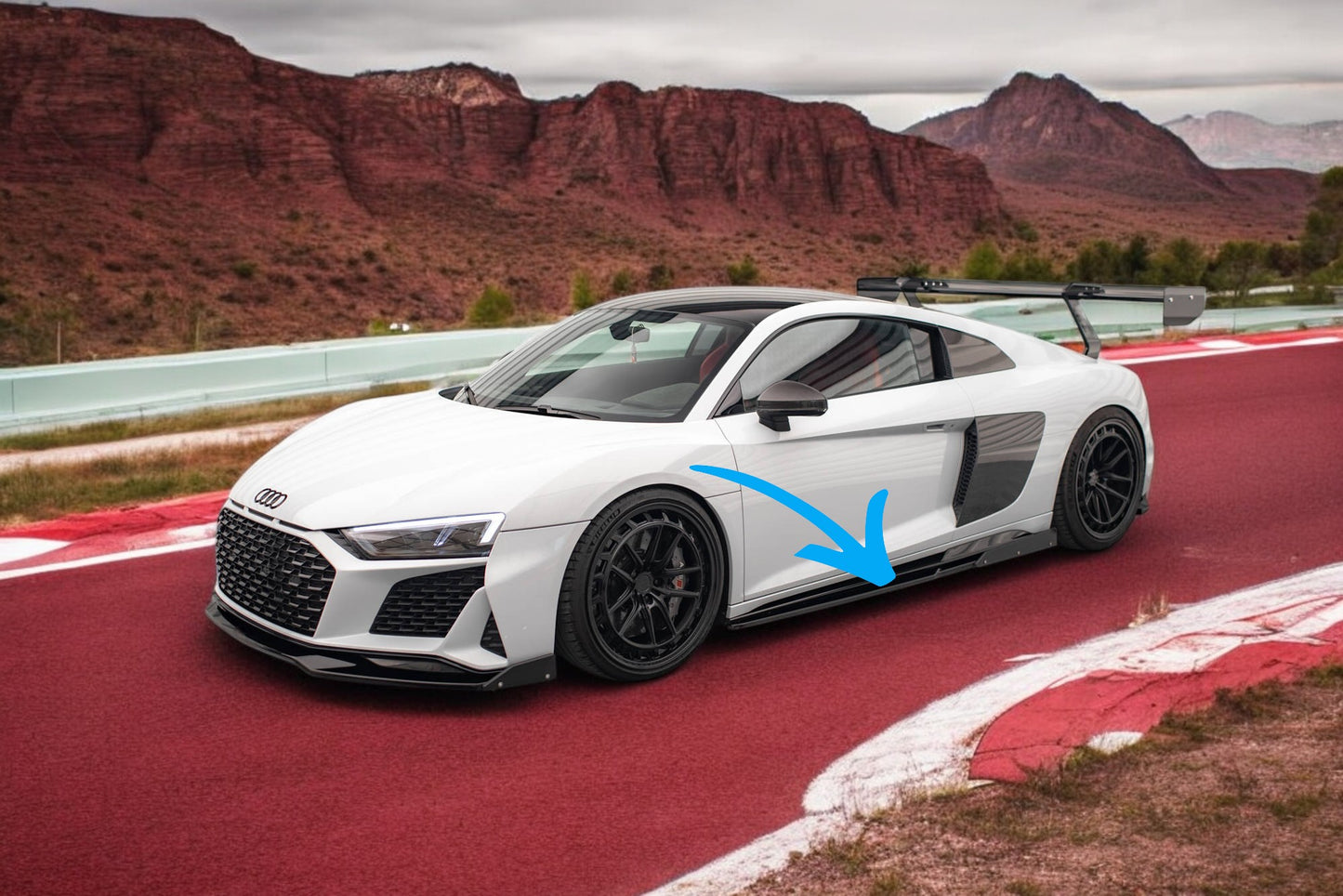 🌺Minigonne laterali Diffusori V.2+ Flaps Adattto Per Audi R8 Mk2 Facelift🌺