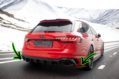 🔥Splitter laterali posteriori adatto per Audi RS4 B9 / B9 Facelift🔥