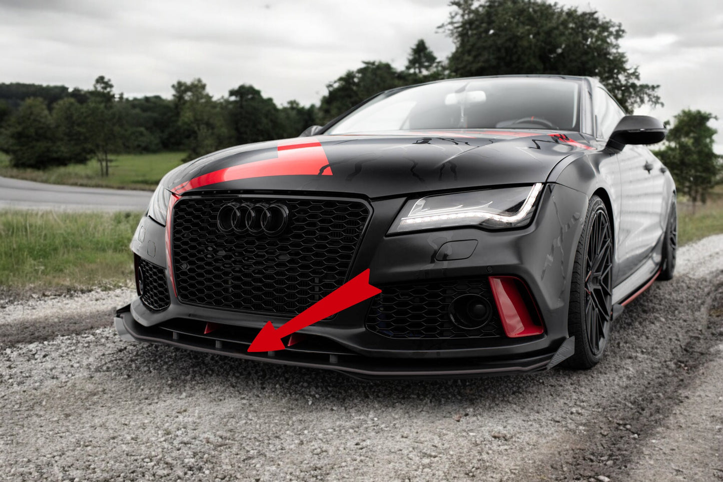 💥Splitter anteriore Street Pro + alette Adatto Per Audi A7 RS7 Look C7💥
