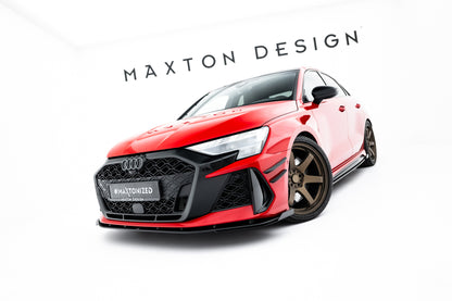 💫ART.8995 Street Pro Front Splitter + Flaps Audi RS3 Sedan 8Y Facelift💫