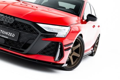 💫ART.8995 Street Pro Front Splitter + Flaps Audi RS3 Sedan 8Y Facelift💫