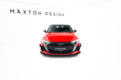 💫ART.8995 Street Pro Front Splitter + Flaps Audi RS3 Sedan 8Y Facelift💫