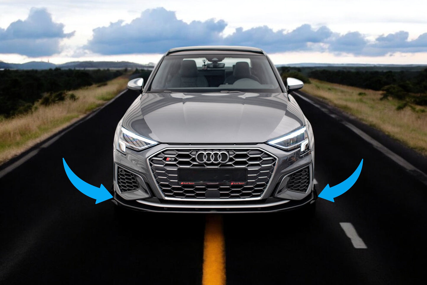 🤩Splitter Anteriore Street Pro + Alette Adatto Per Audi S3 / A3 S-Line 8Y🤩