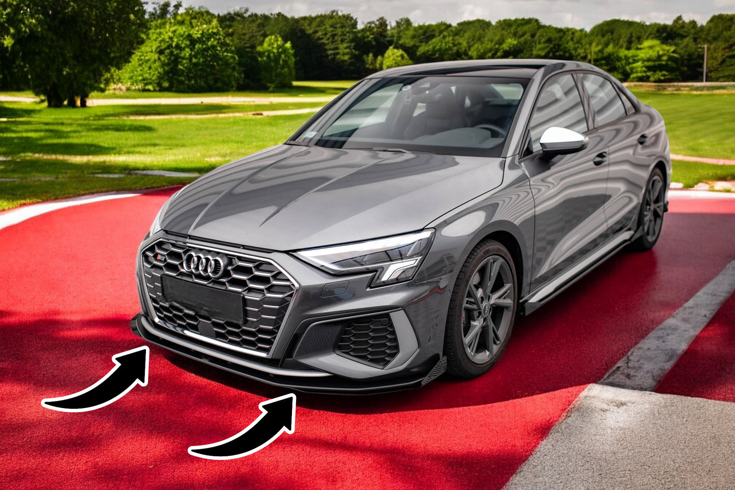 ⭐Splitter anteriore Street Pro + alette adatto per Audi S3 / A3 S-Line 8Y⭐