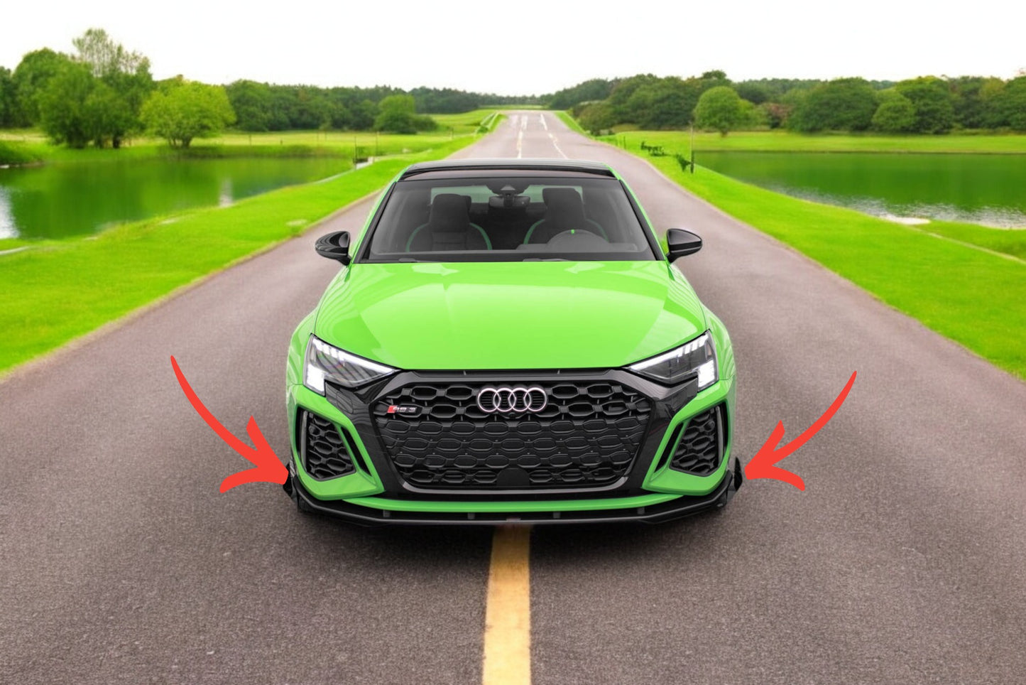 🤩Street Pro V.1 front splitter + fins suitable for Audi RS3 8Y🤩