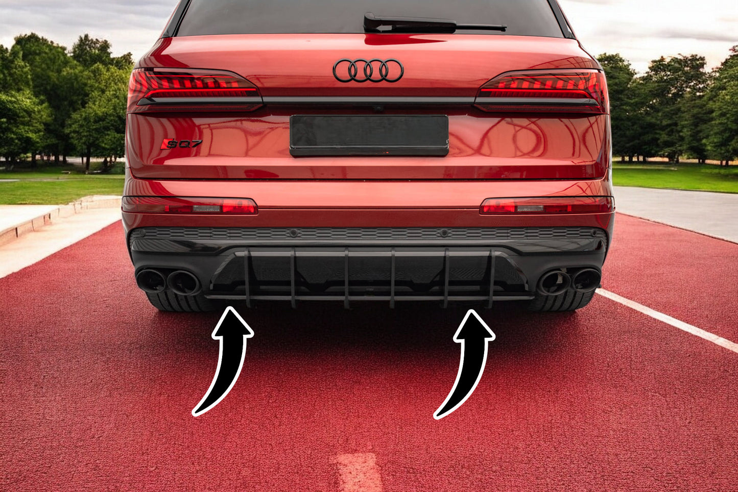 💫Diffusore posteriore nero luci adatto per Audi SQ7 Mk2 (4M) Facelift💫