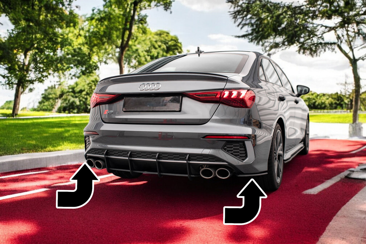 ⭐Street Pro Rear Side Splitter Suitable for Audi S3 Sedan 8Y⭐