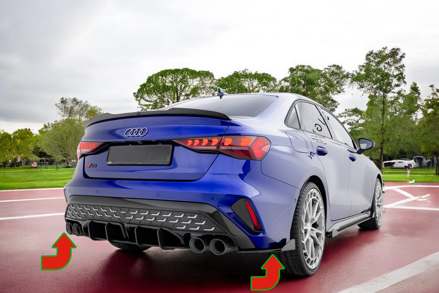 ⭐Street Pro Splitter Laterali Posteriori + Flap Audi S3 Berlina 8Y Facelift⭐