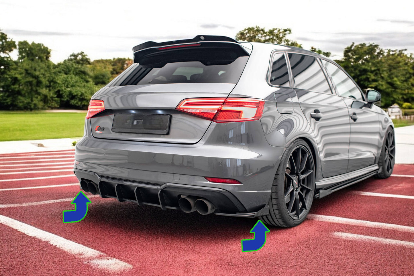 🔥Street Pro rear side splitters + Audi S3 Sportback 8V Facelift flaps🔥