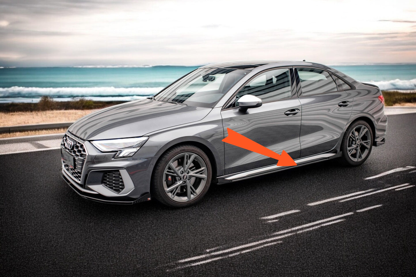 🤩Minigonne laterali Street Pro + alette adatto per Audi S3/A3 S-Line 8Y/8Y🤩