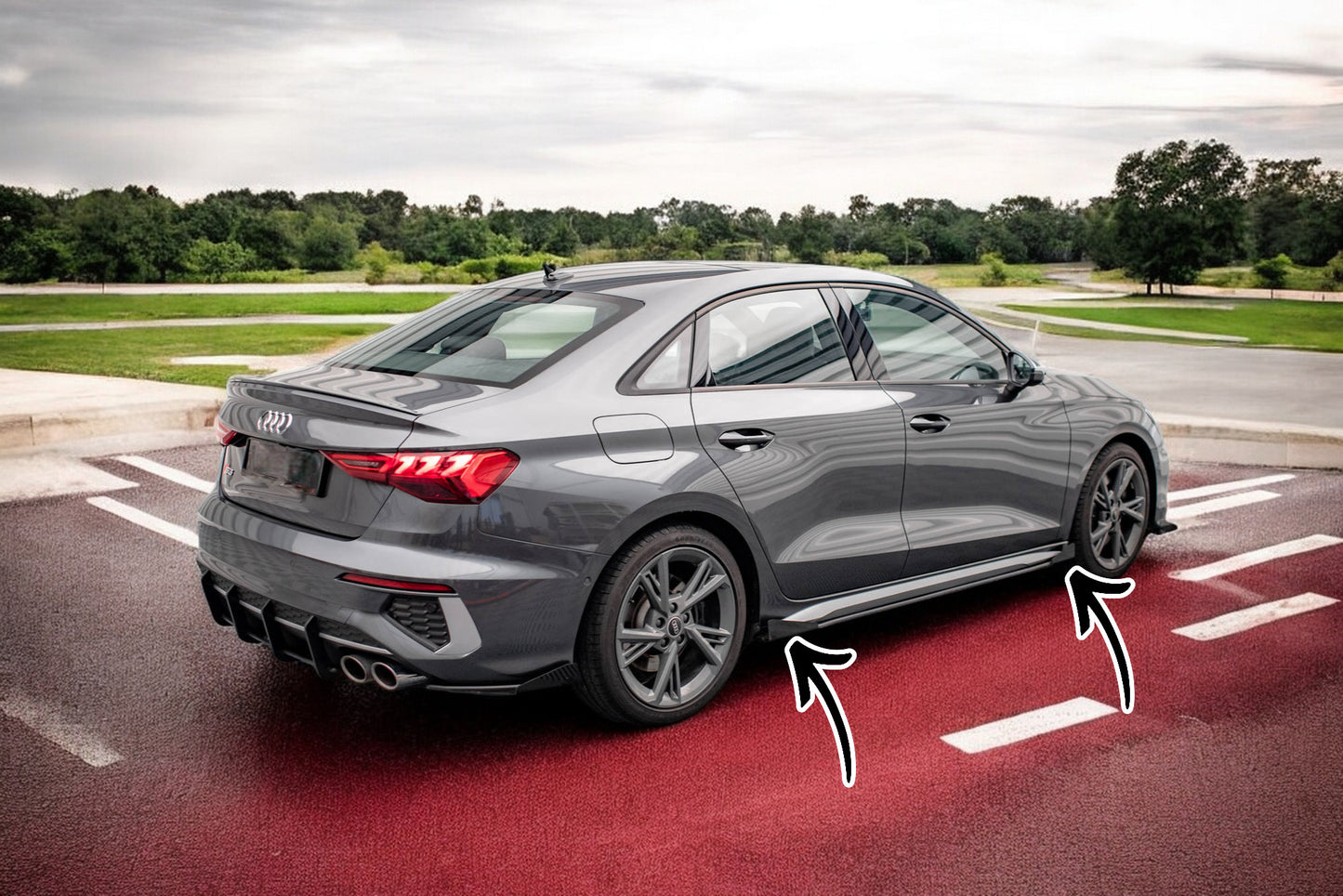 ⭐Minigonne laterali Street Pro+flap adatto per Audi S3/A3 S-Line 8Y/8Y Facelift⭐