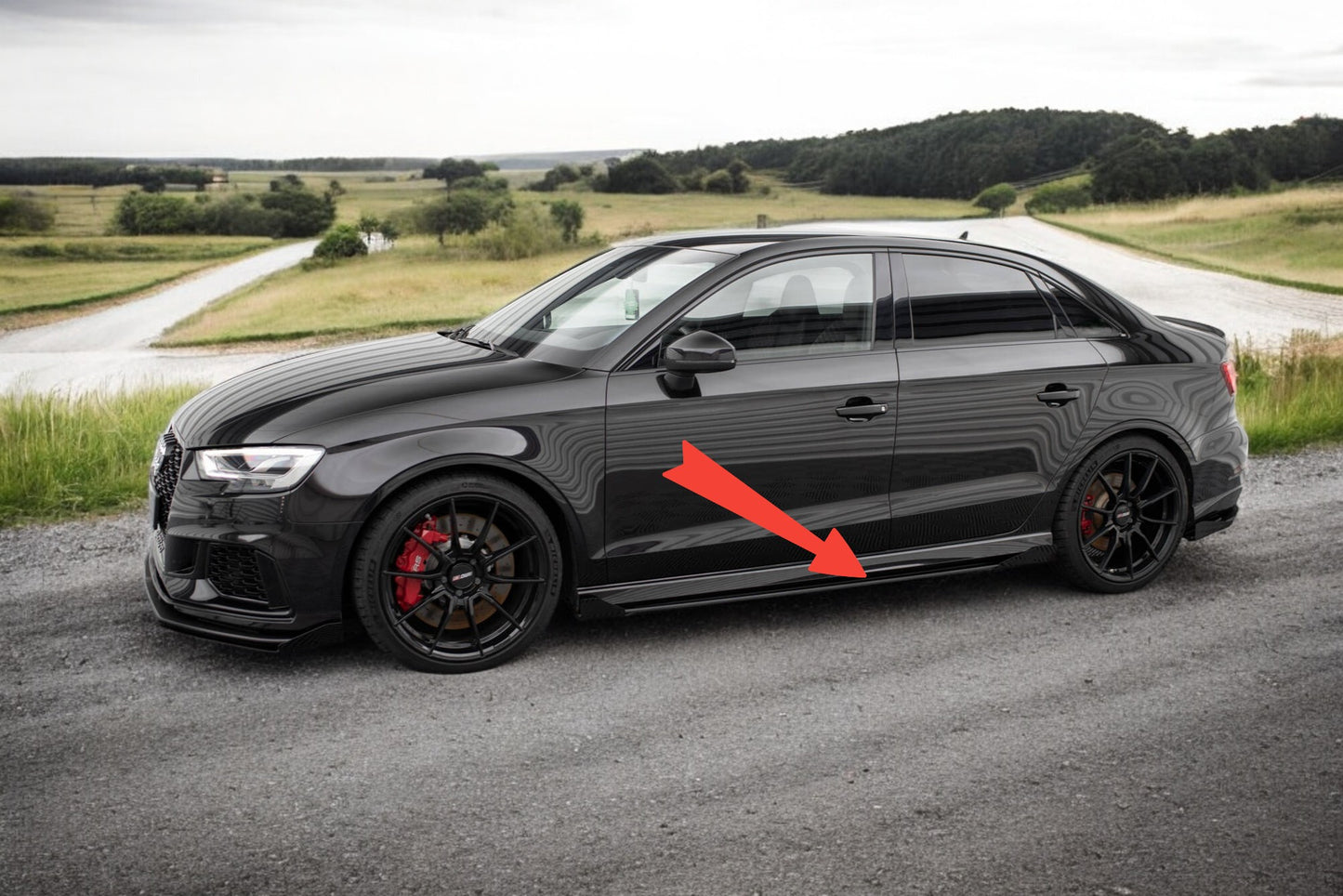 💥Street Pro V.1 Side Skirts + Flap Suitable For Audi RS3 Sedan 8V Facelift💥