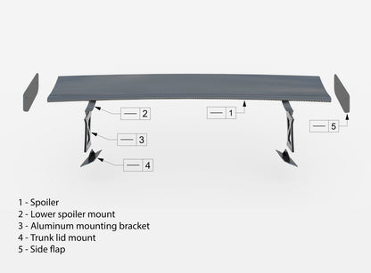 SPOILER IN CARBONIO CON STAFFE ESTERNE MONTANTI + LED adatto per BMW M3 G80  (2021 - )