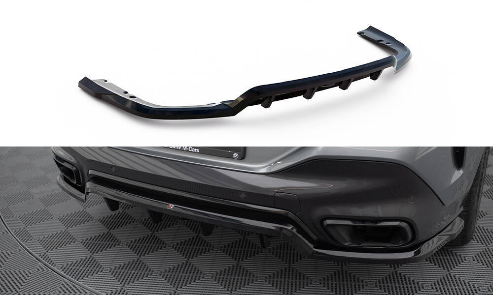 SPLITTER POSTERIORE CENTRALE (CON BARRE VERTICALI) compatibile per V.1 BMW X6 M-PACK G06 FACELIFT