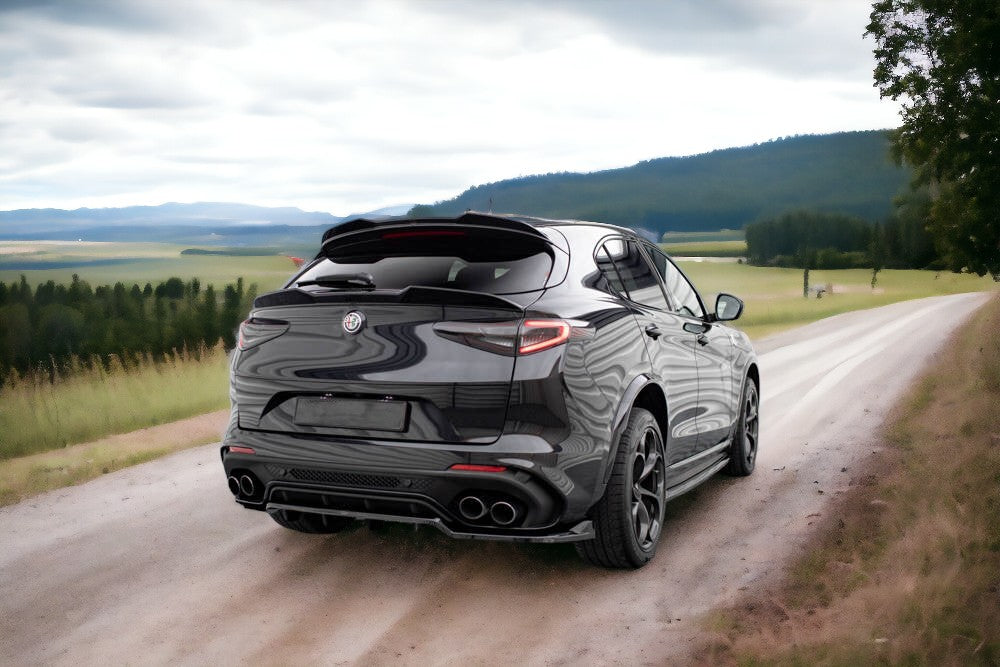 SPOILER COFANO ADATTA A ALFA ROMEO STELVIO SPORTIVO IN ABS NERO LUCIDO VELOCE ..
