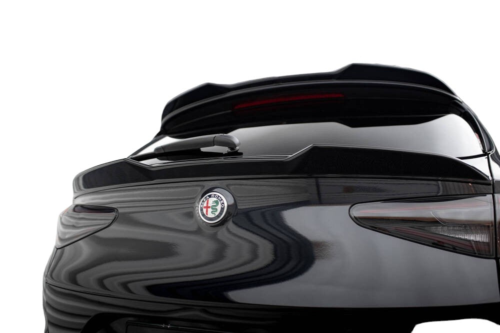 SPOILER COFANO ADATTA A ALFA ROMEO STELVIO SPORTIVO IN ABS NERO LUCIDO VELOCE ..