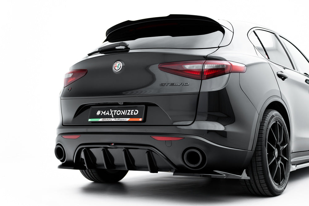 🔥ART.9522 DIFFUSORE +SPLITTER LATERALI 3 PEZZI NERO LUCIDO ALFA ROMEO STELVIO🔥