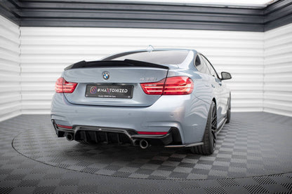 DIFFUSORE POSTERIORE ADATTO PER BMW 4 COUPÉ / GRAN COUPE M-PACK F32 / F36 (VERSIONE CON SCARICO SU ENTRAMBI I LATI)