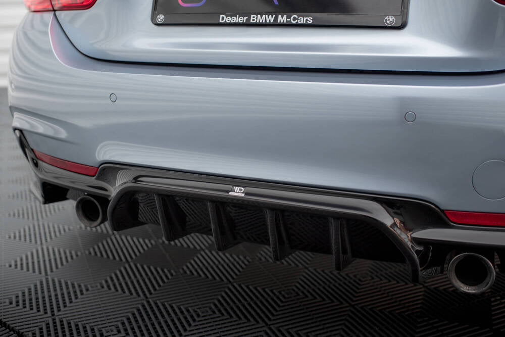 DIFFUSORE POSTERIORE ADATTO PER BMW 4 COUPÉ / GRAN COUPE M-PACK F32 / F36 (VERSIONE CON SCARICO SU ENTRAMBI I LATI)