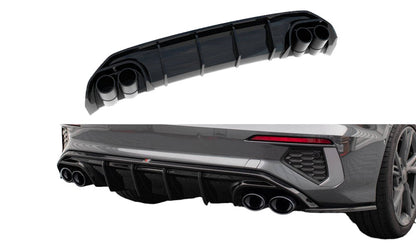 DIFFUSORE POSTERIORE + TERMINALI DI SCARICO ADATTO PER AUDI A3 S-LINE BERLINA 8Y